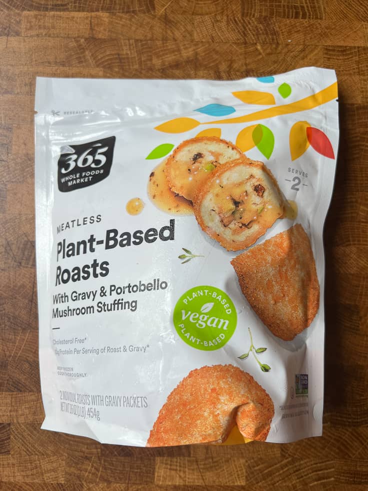Whole Foods Market 365 meatless plant based roast package.