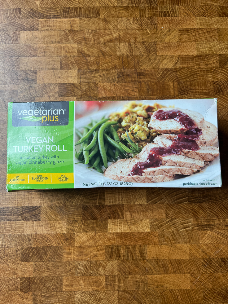 Vegetarian Plus Vegan Turkey Roll package.