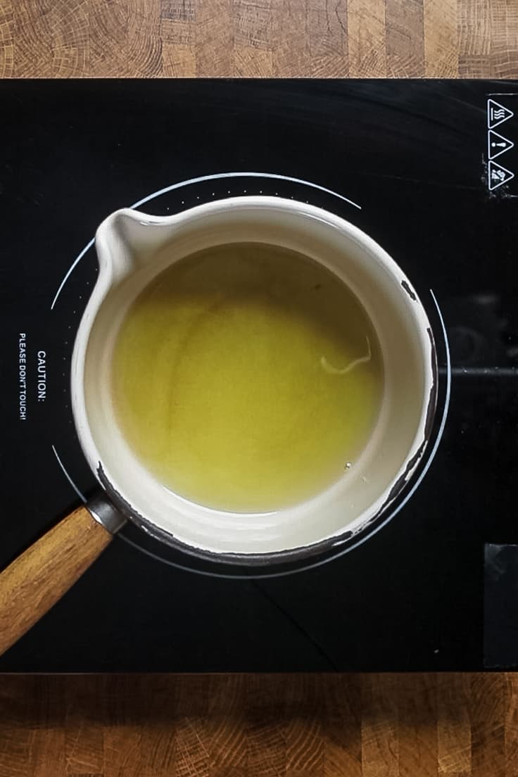oil in a pot.