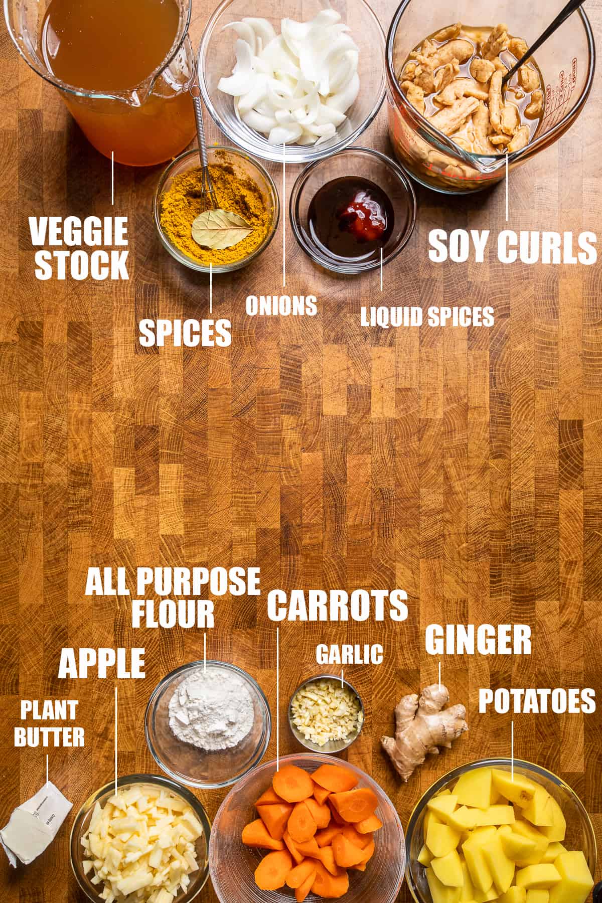 ingredients to make vegan Japanese curry.