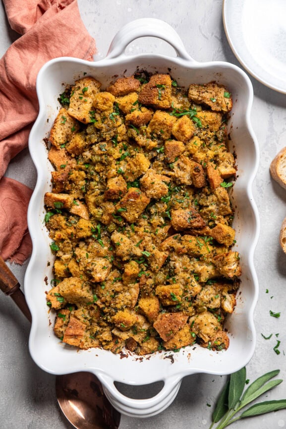 Vegan Southern Sourdough and Cornbread Stuffing - Make It Dairy Free
