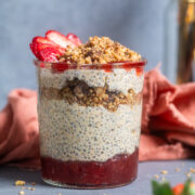 peanut butter and jelly chia seed pudding.