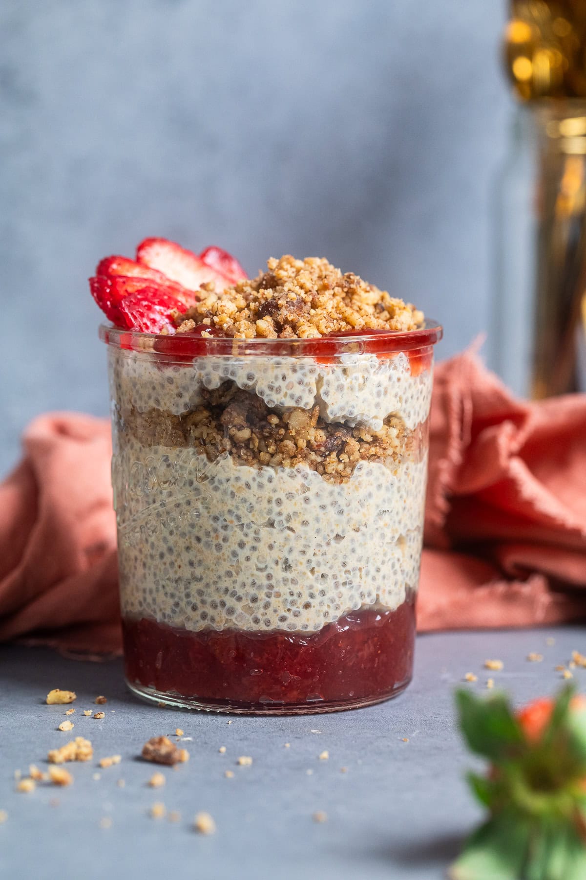 peanut butter and jelly chia seed pudding.