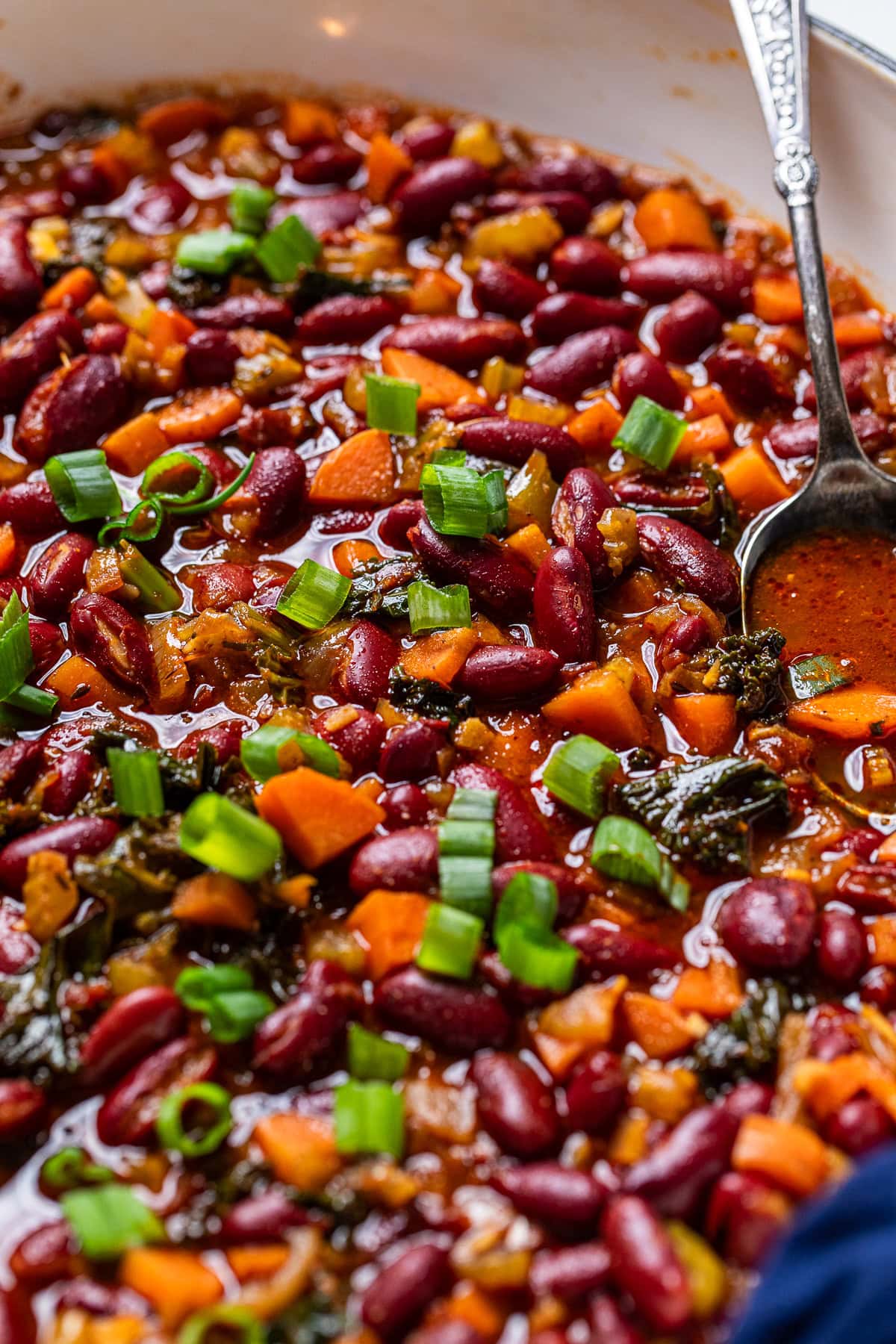 close up of chipotle red beans and rice.