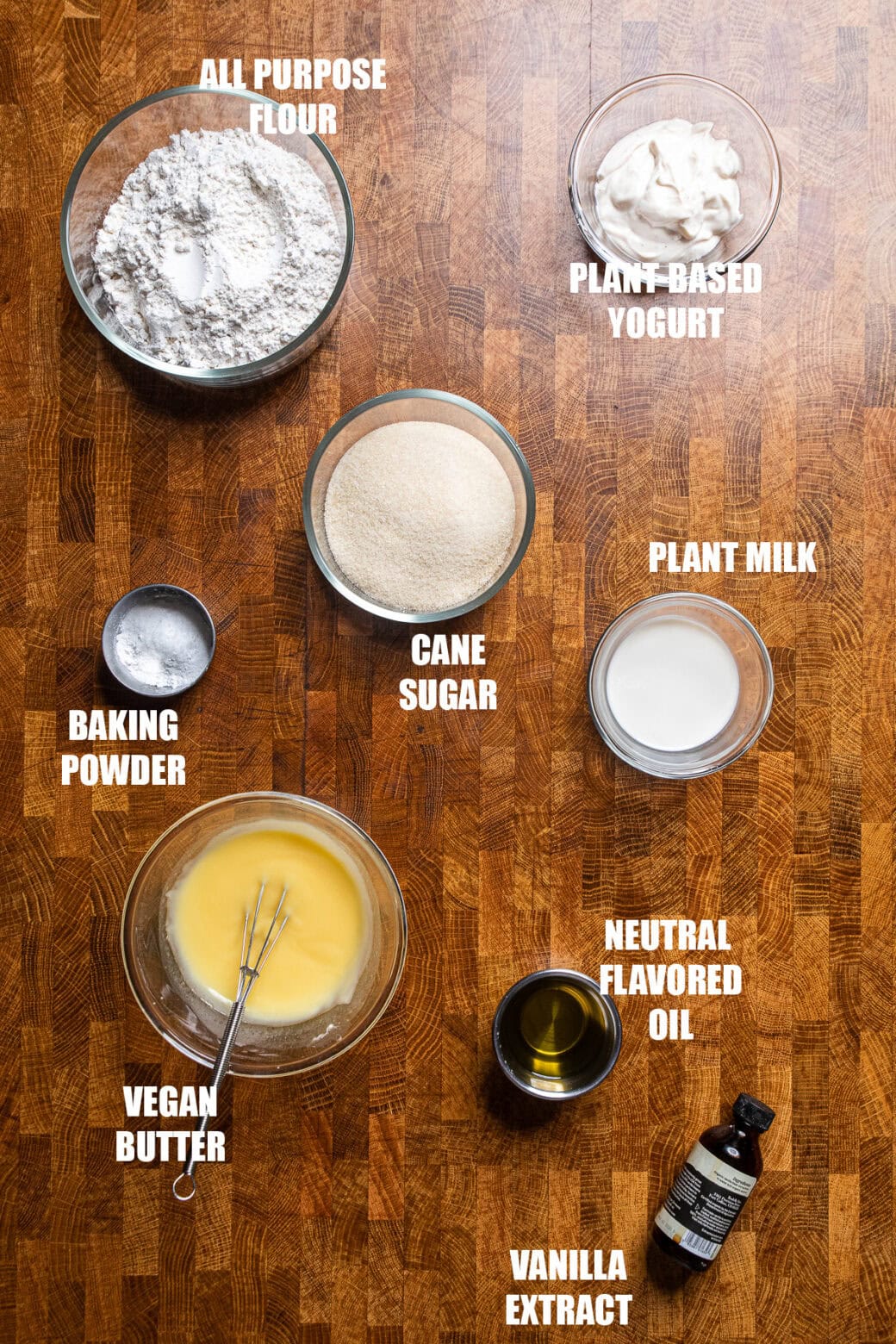 ingredients on a table to make vegan pound cake.