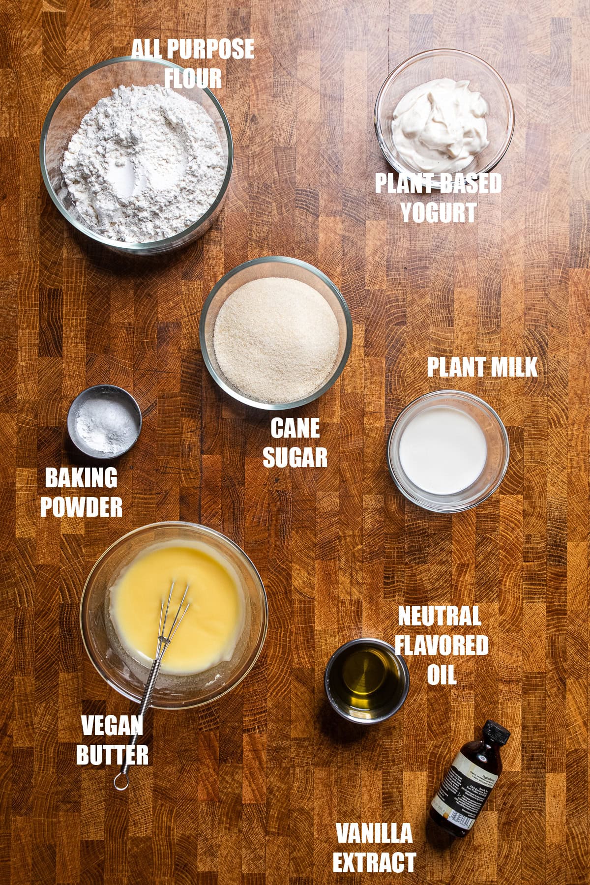 ingredients on a table to make vegan pound cake.
