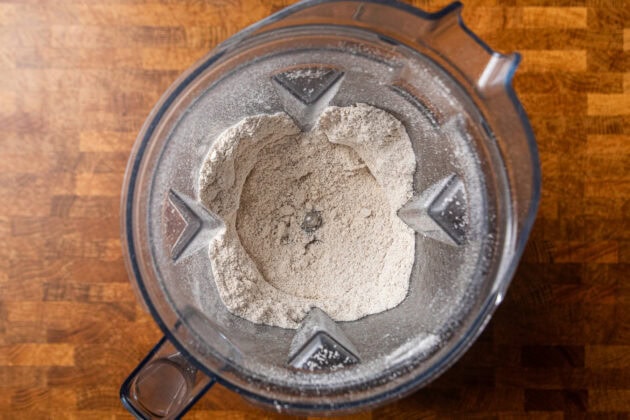 rolled oats ground up in a blender to make oat flour.